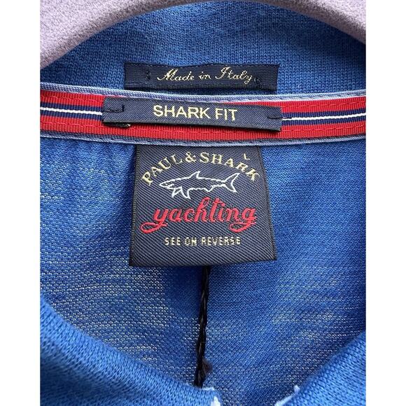 Paul Shark Yachting Polo Shirt Mens Size L Short Sleeve Royal Blue Patch Logo - Picture 5 of 12